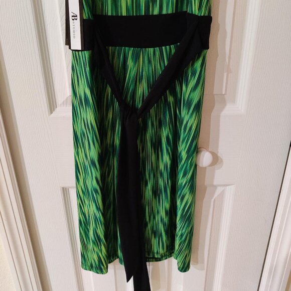 AB Studio Women's Green Black Knee Length Sleeveless Dress NWT Size Small - Picture 5 of 5